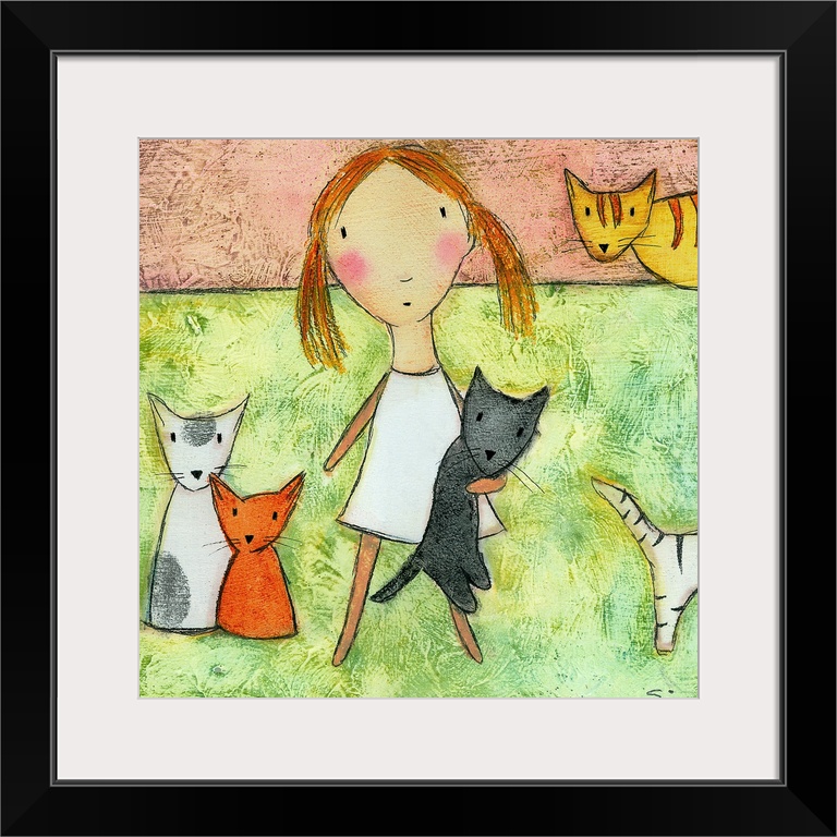 Girl with Cats