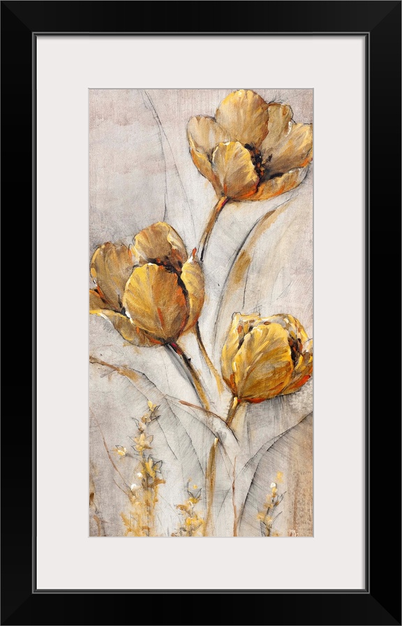 Golden Poppies on Taupe I