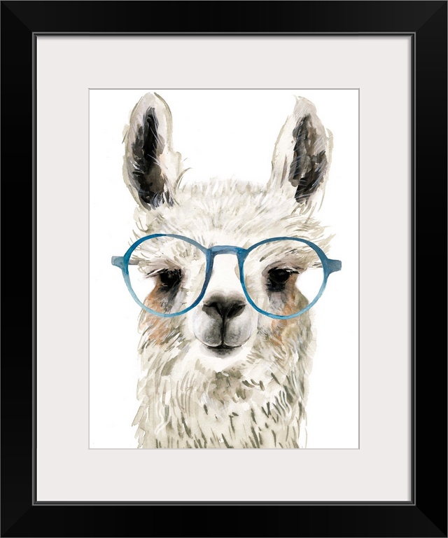 A cute and quirky piece of art never fails to raise a smile. This cheerful llama sporting large round glasses will add a t...