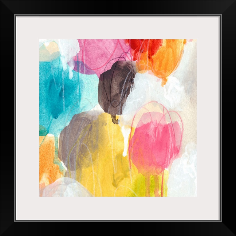 Colorful contemporary abstract artwork using globular shapes overlapping one another.