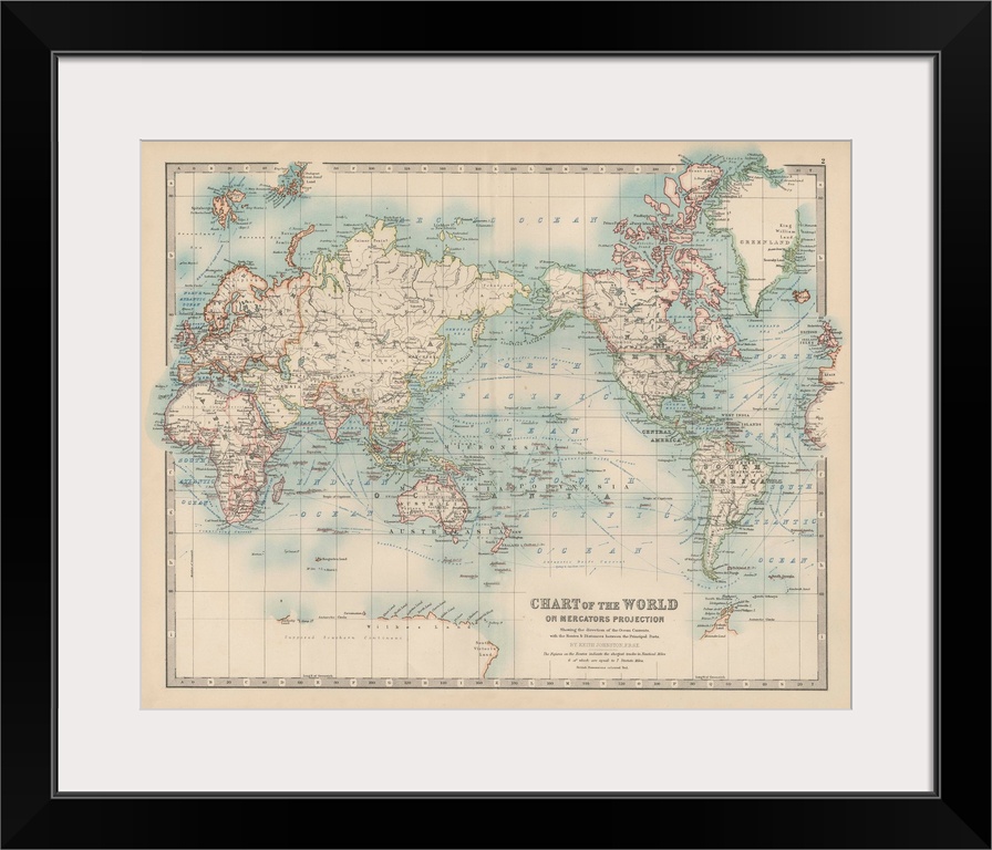 Vintage map of the world on Mercators Projection.