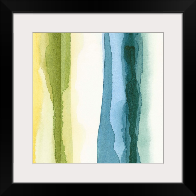 Contemporary wall art for the home or office this square wall art is made with vertical watercolor washes.