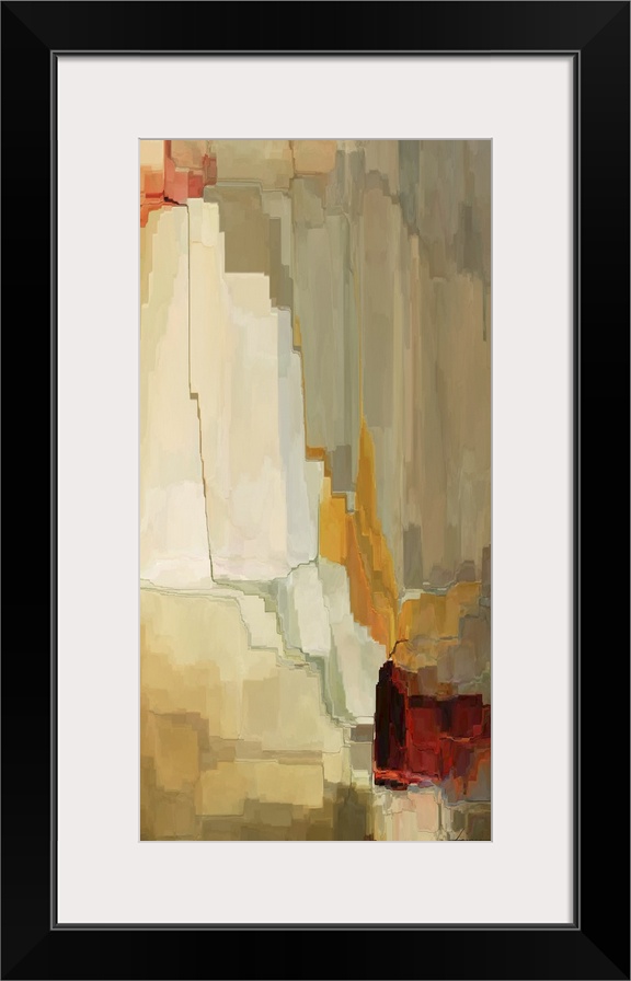 Contemporary abstract artwork using earth tones and jagged to create depth.