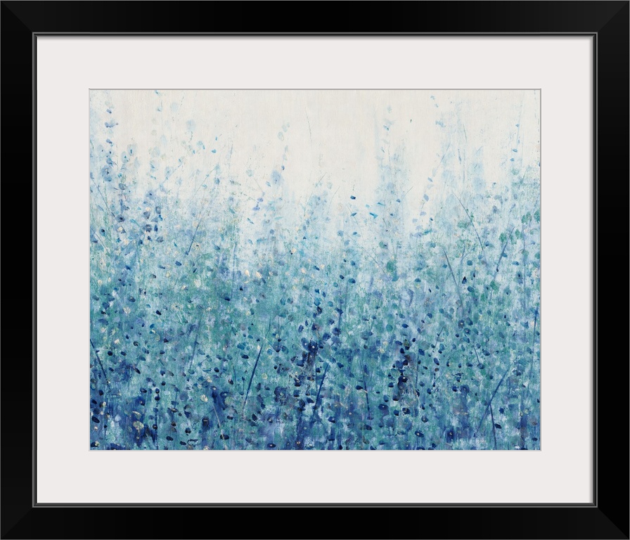 A field full of wild flowers and plants in varies shades of blue with small white accents.