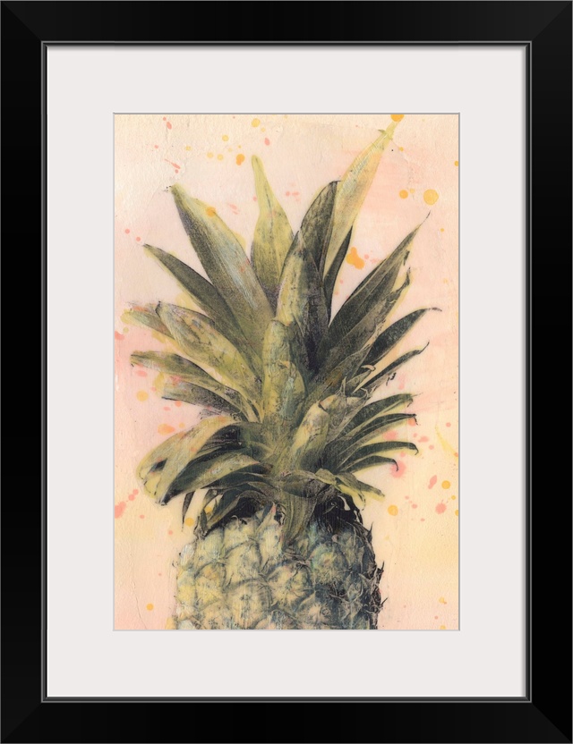 Contemporary rustic artwork of a pineapple against a beige background.