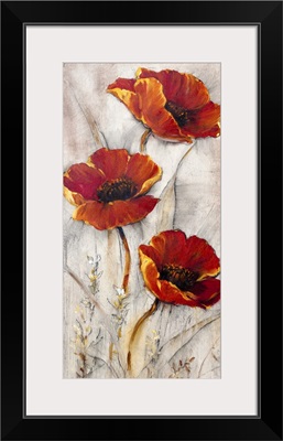 Red Poppies on Taupe II