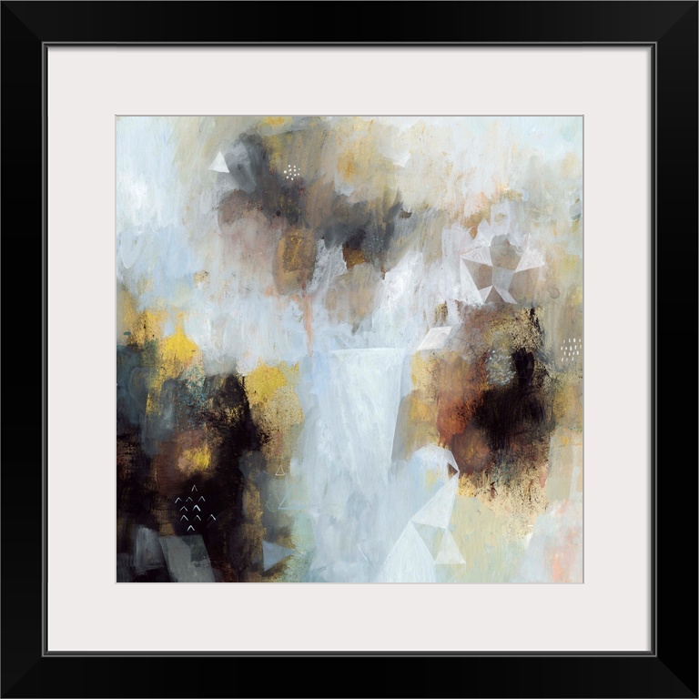 Contemporary abstract painting in contrasting dark and light hues.