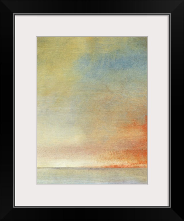 Abstract artwork with warmer colors and blue thrown in to contrast.