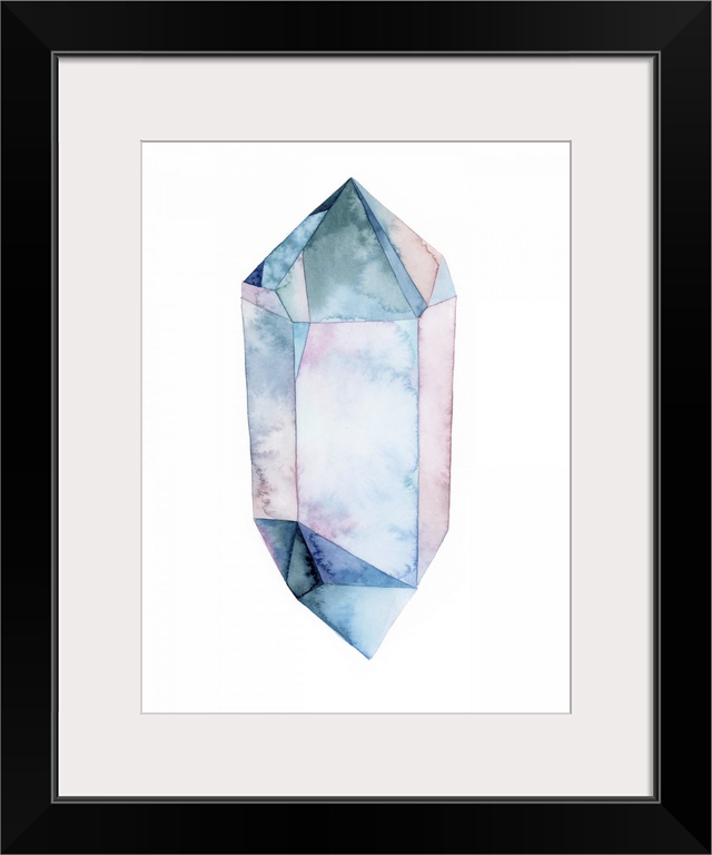 A blending of pastel watercolors in a gem style shape on a white background.