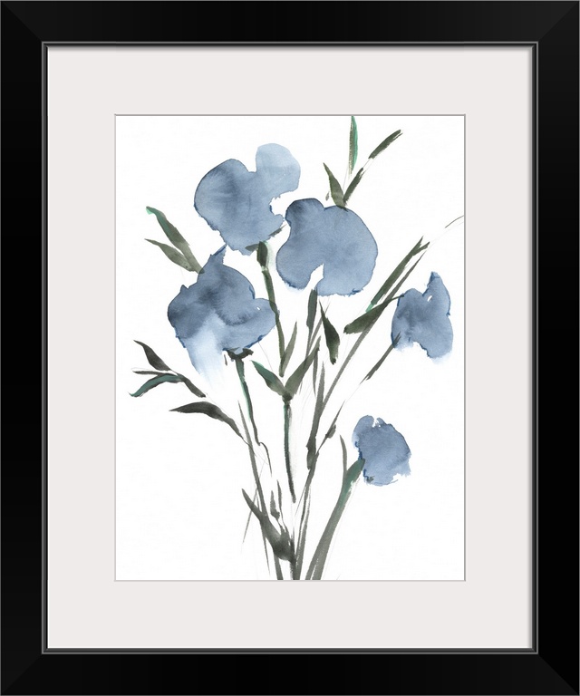 Watercolor Blue Bouquet II