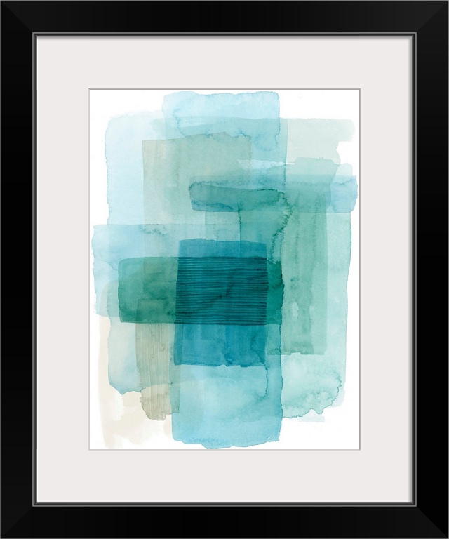 Contemporary watercolor abstract in shades of blue.