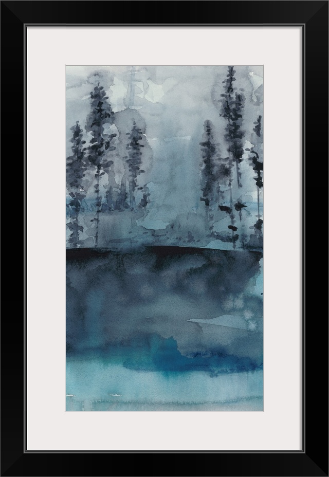 This watercolor painting features the wilderness against an abstract landscape.