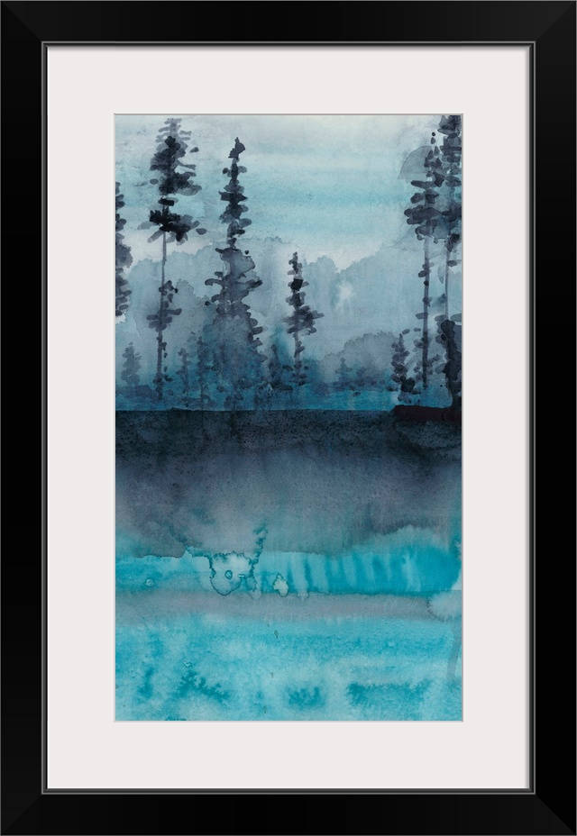 This watercolor painting features the wilderness against an abstract landscape.