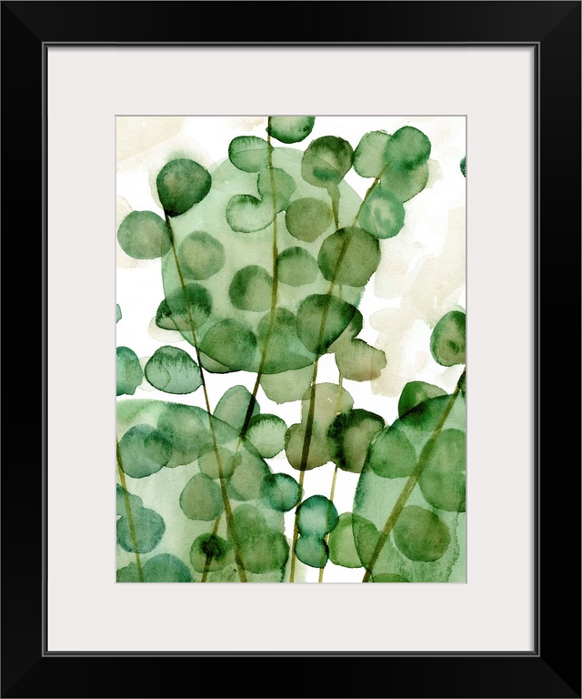 Abstract interpretation of tropical foliage made with shades of green.