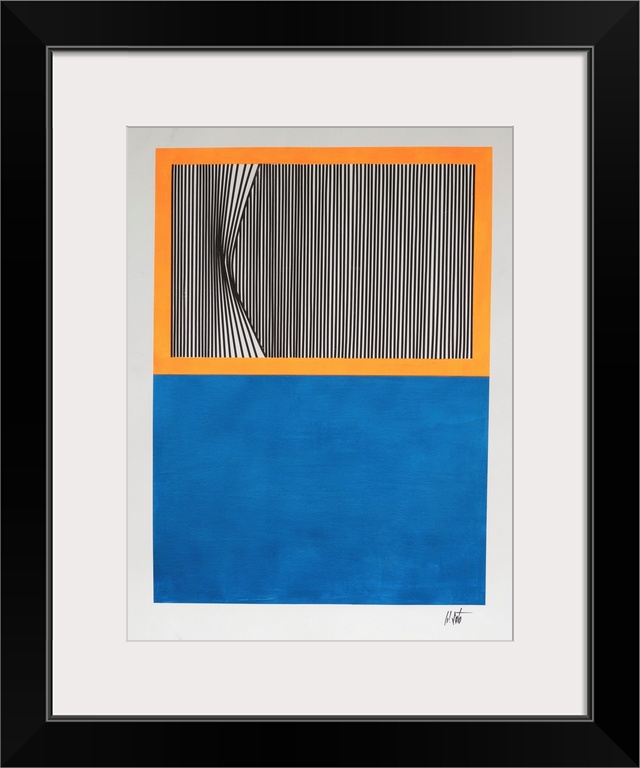 Abstract expression painting in which geometric color and lines invade the space in contrast with different elements: ligh...