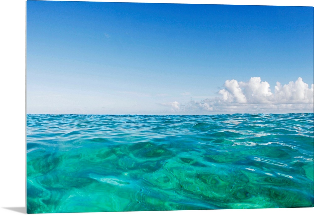 Hawaii, Oahu, View Of Tranquil Ocean With Blue Water