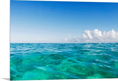 Hawaii, Oahu, View Of Tranquil Ocean With Blue Water