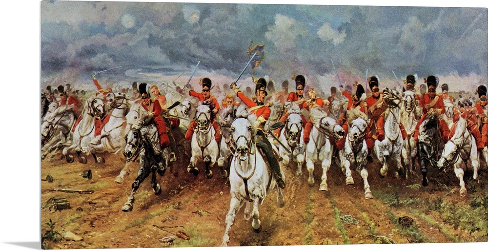 Scotland Forever. The Royal Scots Greys Charge At Waterloo. Painting By Lady Elizabeth Butler. From The World's Greatest P...