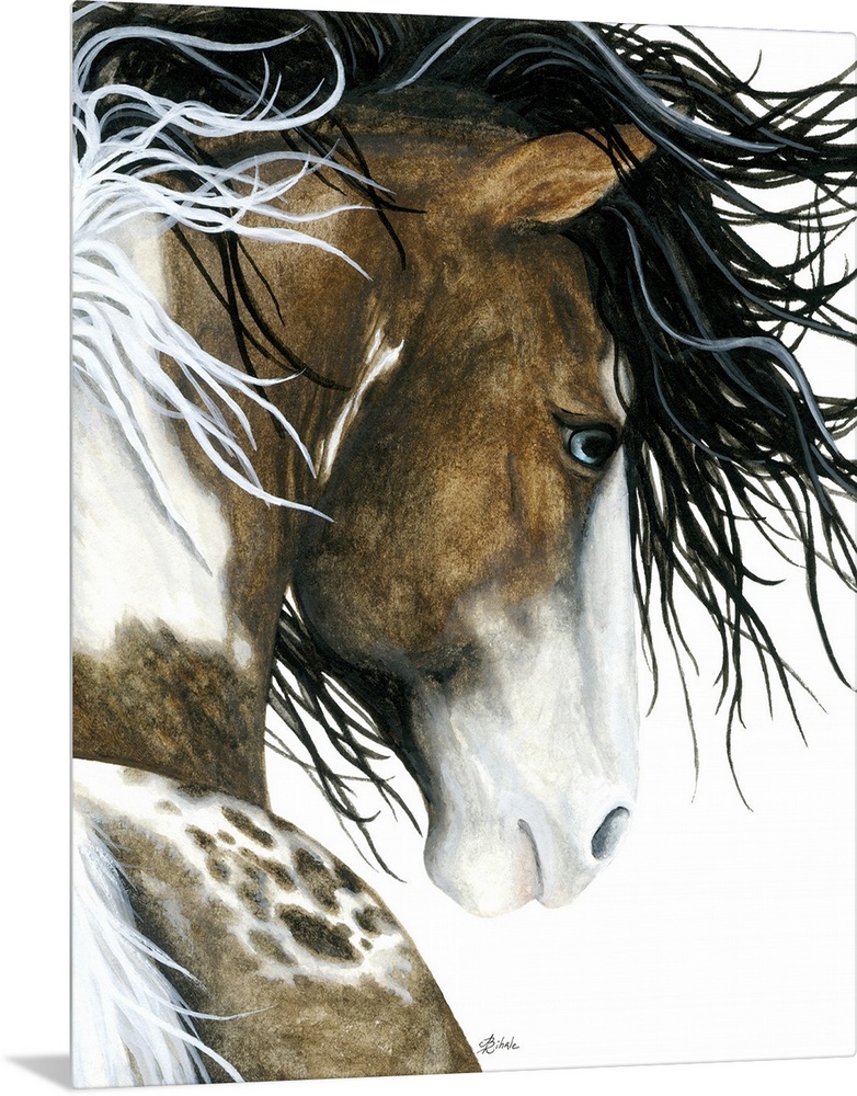 Majestic Series of Native American inspired horse paintings of a mustang.