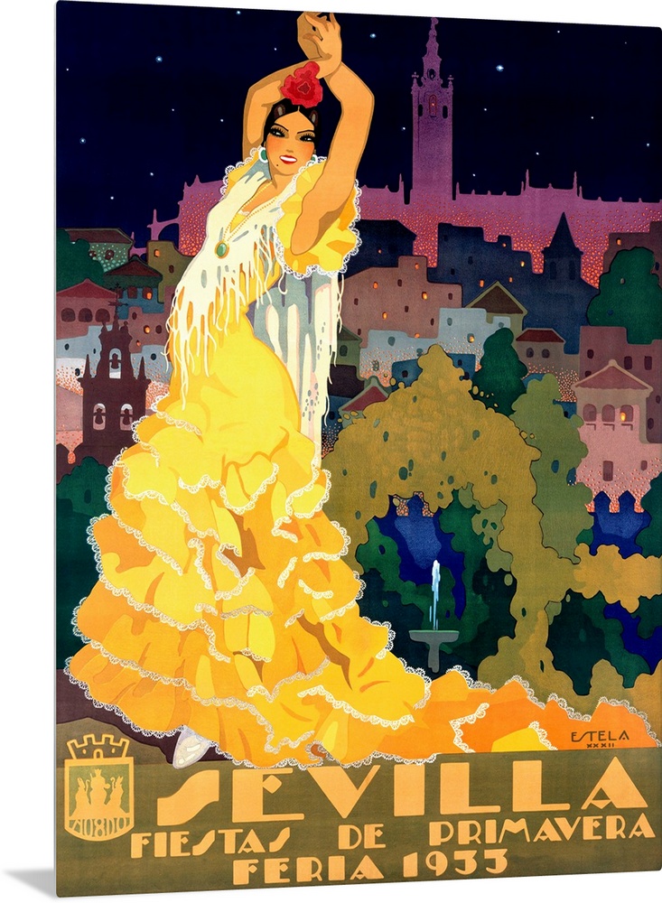 1933 Sevilla Fiesta Vintage Advertising Poster