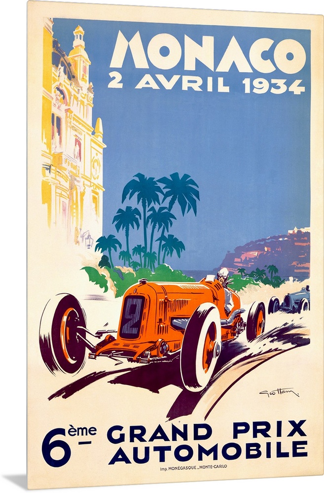 Vintage Auto Poster, Monaco F1 Grand Prix