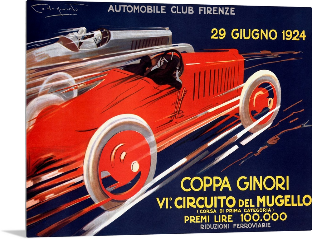 Classic poser illustrating speeding Italian cars.