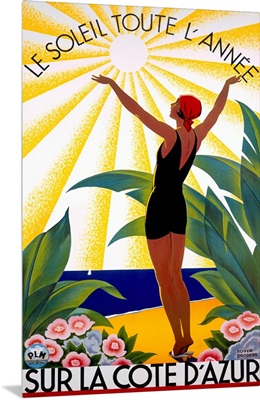 Cote dAzur, Le Soleil Toute, LAnne, Vintage Poster, by Roger Broders