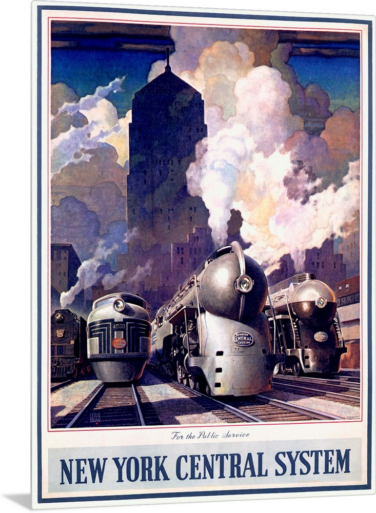 New York Central Train System Vintage Advertising Poster