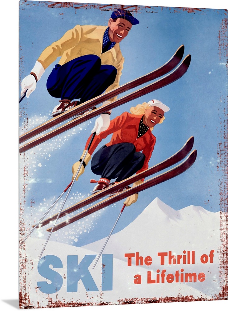 Ski The Thrill of a Lifetime Vintage Advertising Poster