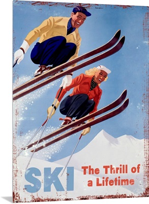 Ski The Thrill of a Lifetime Vintage Advertising Poster