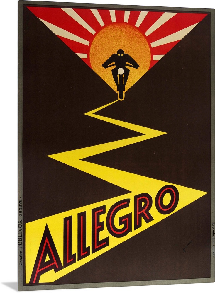 Vintage advertisement artwork for Allegro motorcycles.