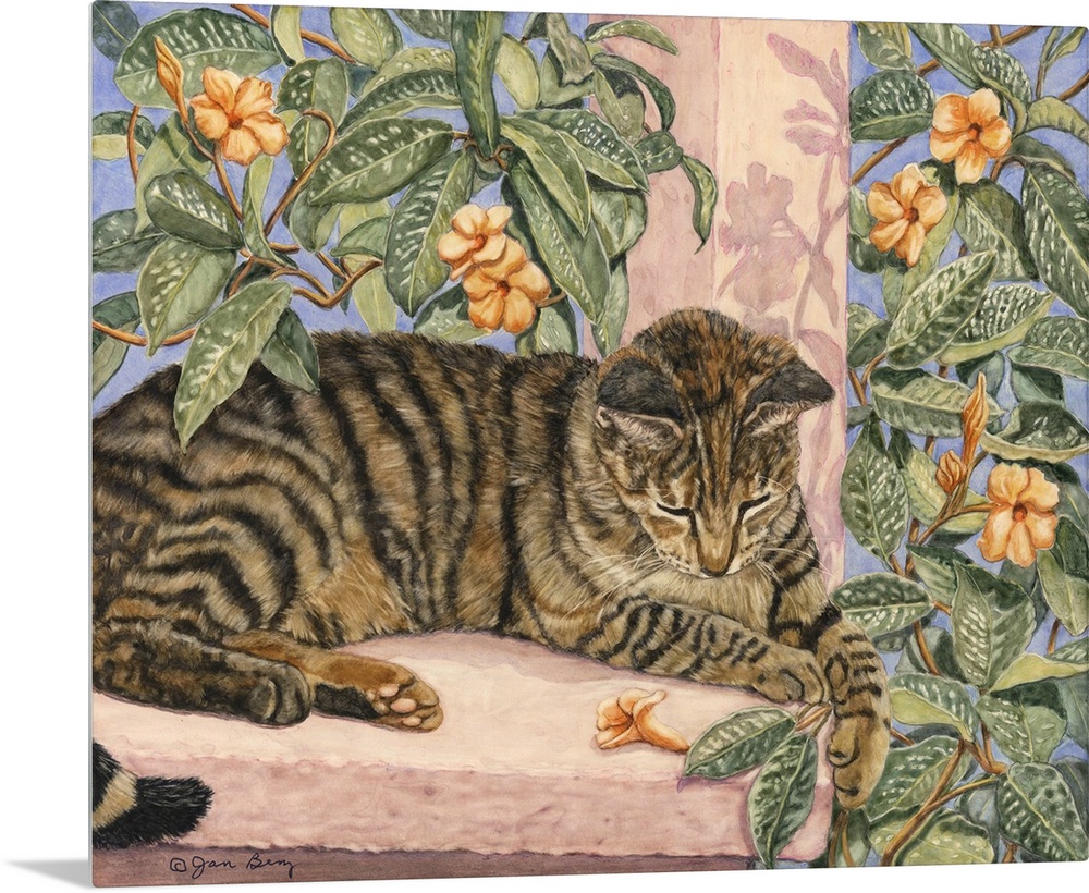 Contemporary colorful cat painting.