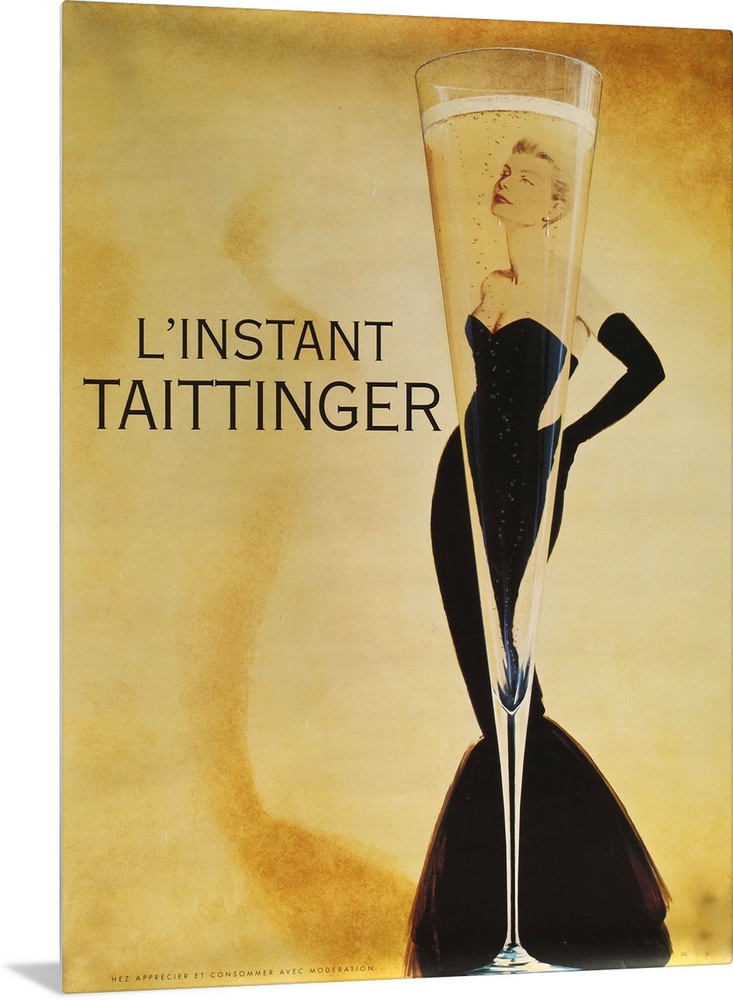 Vintage poster advertisement for L'instant Taittinger.