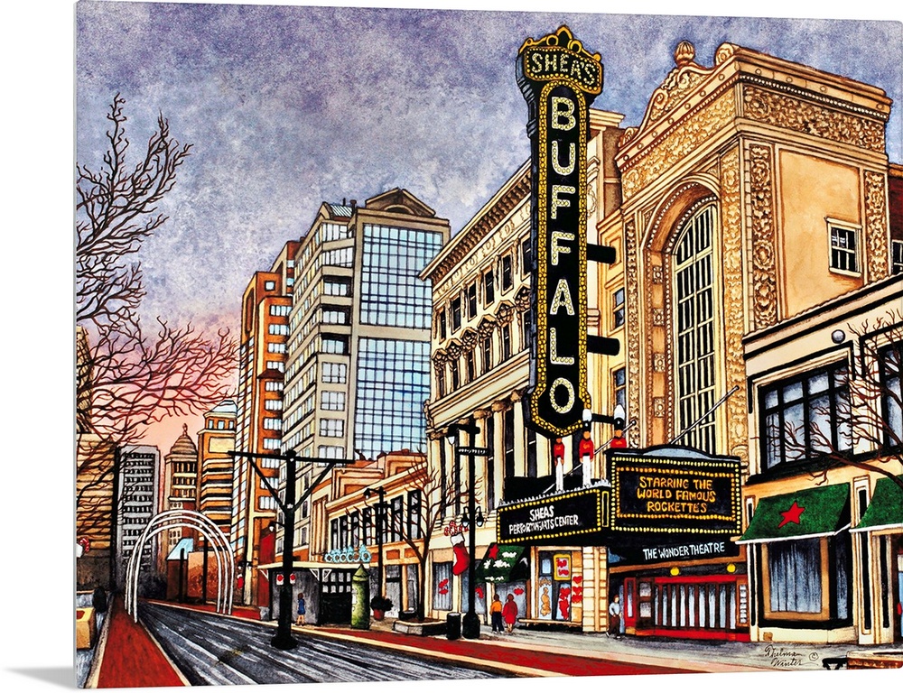 Contemporary painting of a town in Buffalo New York.
