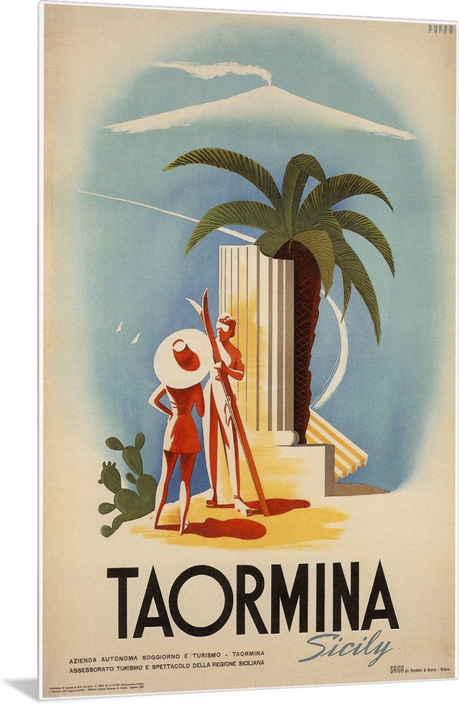 Taormina, Sicily - Vintage Travel Advertisement