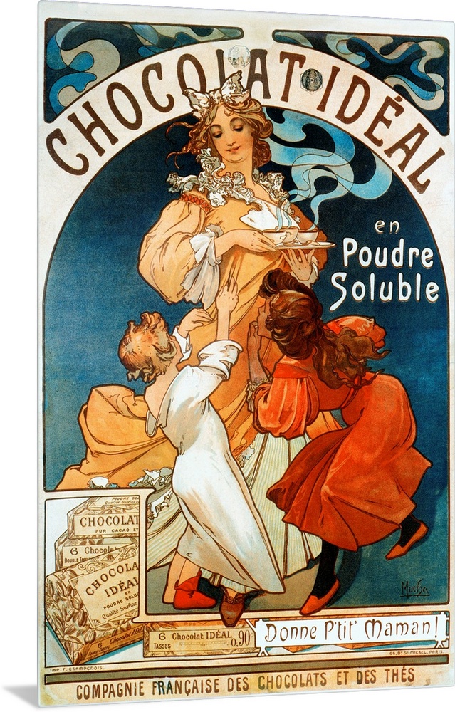 Advertising poster by Alphonse Mucha (1860-1939) for chocolate "Chocolate Ideal" 1897.