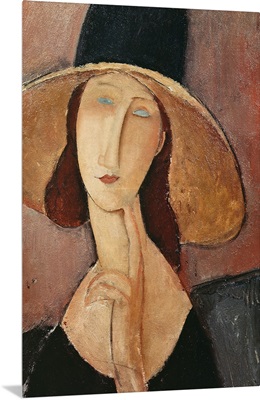 Portrait of Jeanne Hebuterne in a large hat, c.1918-19