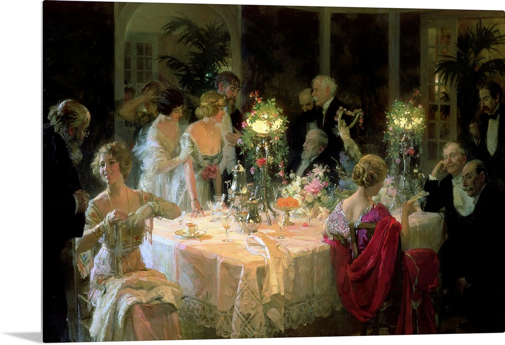 XCG26197 The End of Dinner, 1913 (oil on canvas)  by Grun, Jules Alexandre (1868-1934); 215x320 cm; Musee des Beaux-Arts, ...