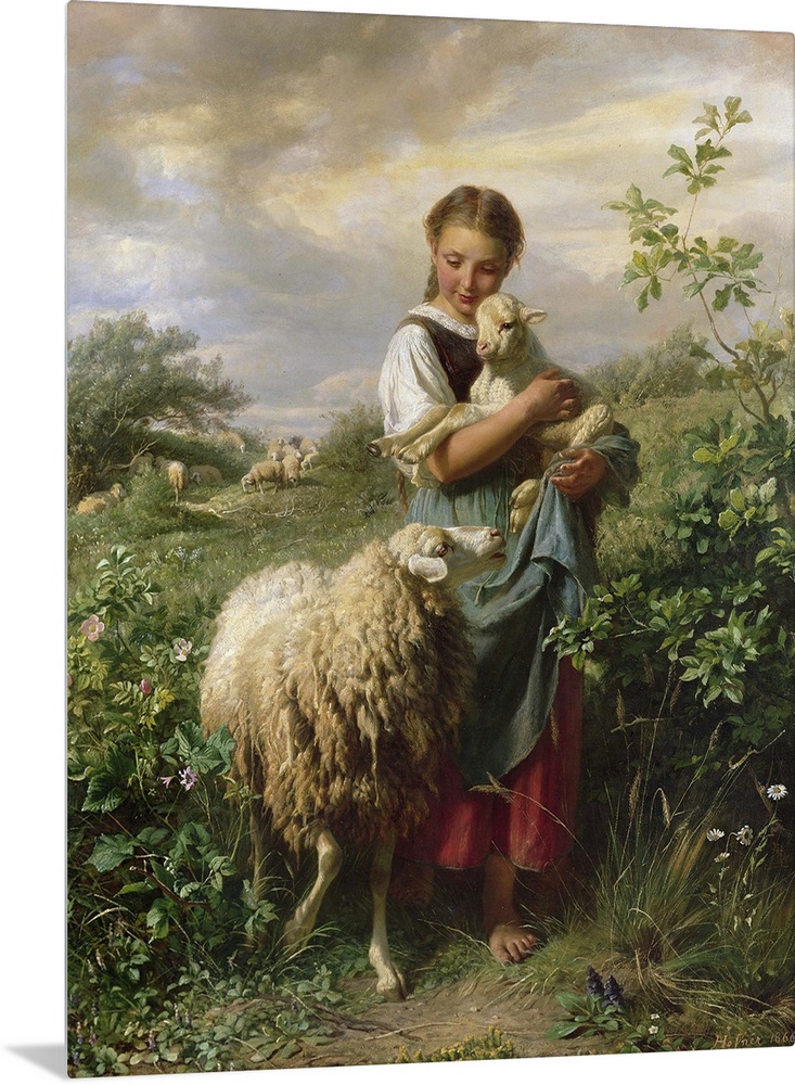 CH35082 The Shepherdess, 1866 by Hofner, Johann Baptist (1832-1913); Private Collection; Photo .... Christie's Images; Ger...