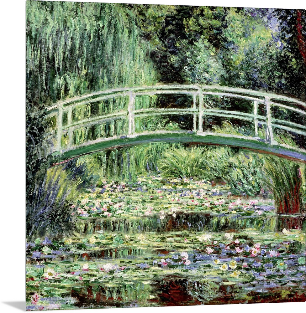 Square artwork of an Impressionist painting of the garden at Givernyos landscape.
