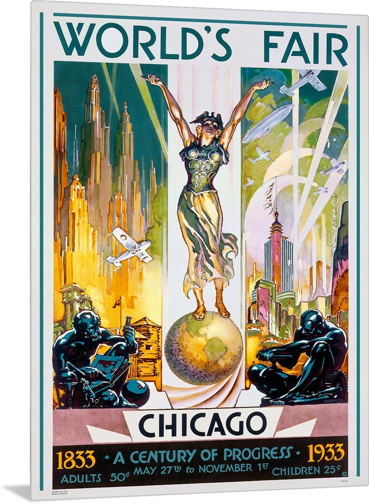 Vintage advertisement of Chicago Worlds Fair, 1933.