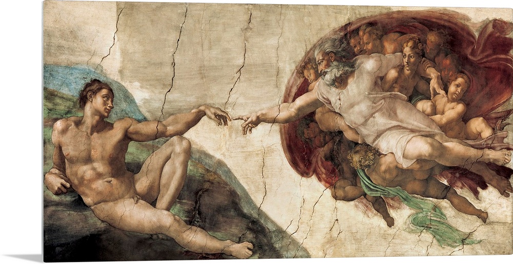 The Creation of Adam (1512) is a fresco painting by Michelangelo.