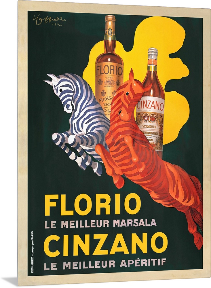 Vintage advertisement of french wine and spirit company, Florio e Cinzano, 1930.