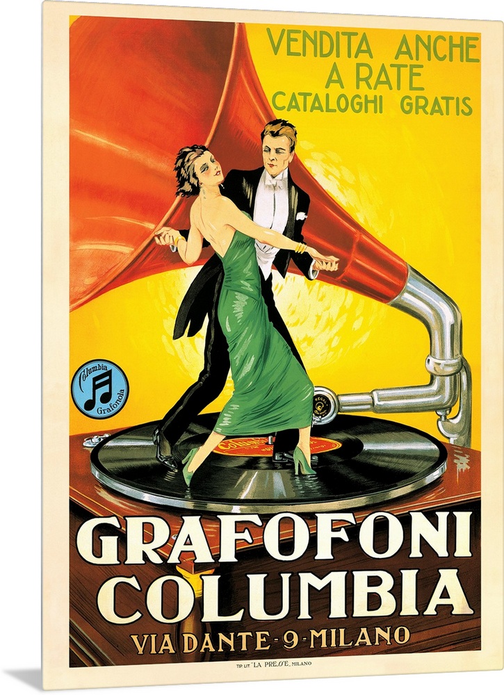 Vintage advertisement of Grafofoni Columbia, 1920 ca