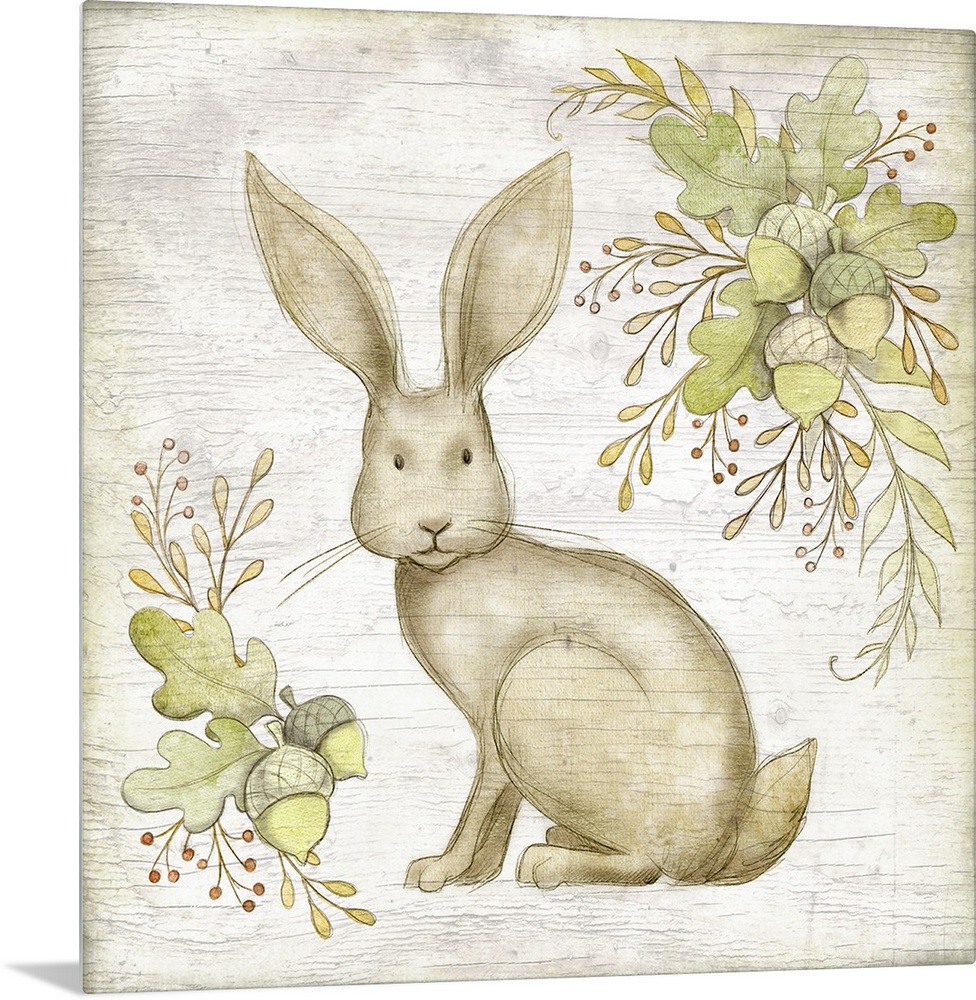Sweet woodland baby bunny perfect for baby and child's room decor