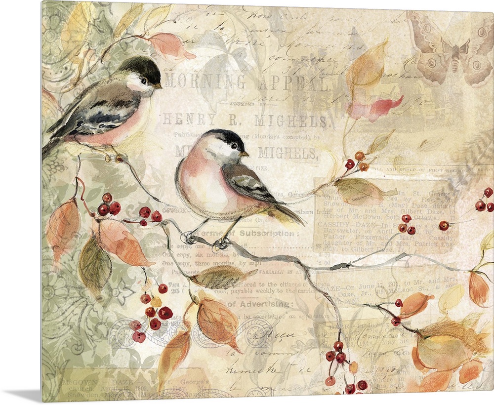 Loose, sketchbook art treatment of the beautiful chickadee is lovely for any decor