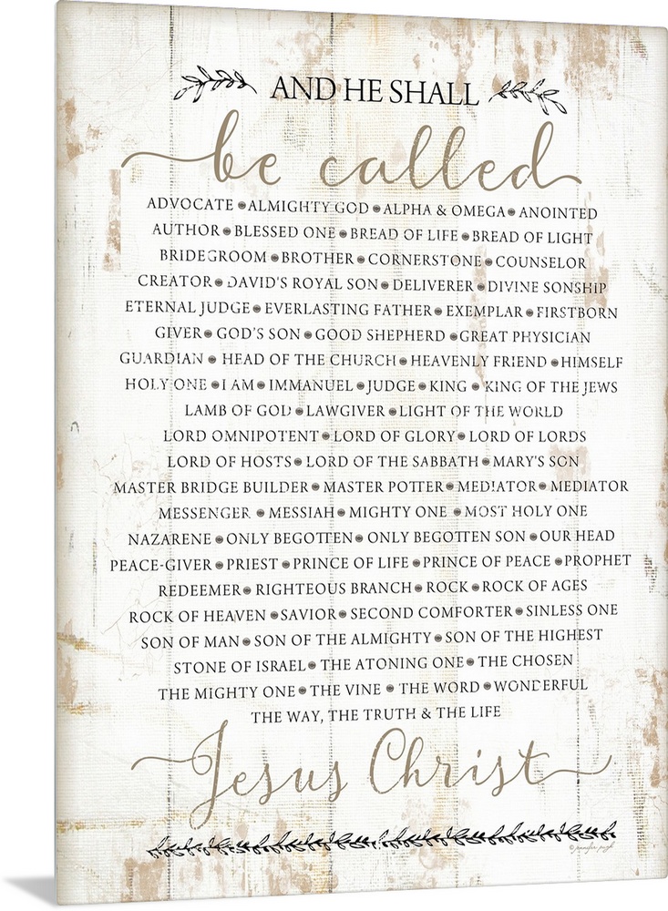 "Names of Christ" on a white shiplap wood background.