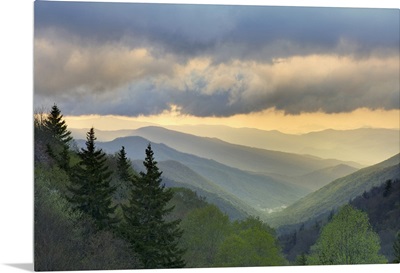 Sunrise view of Oconaluftee Valley, Great Smoky Mountains National Park, North Carolina