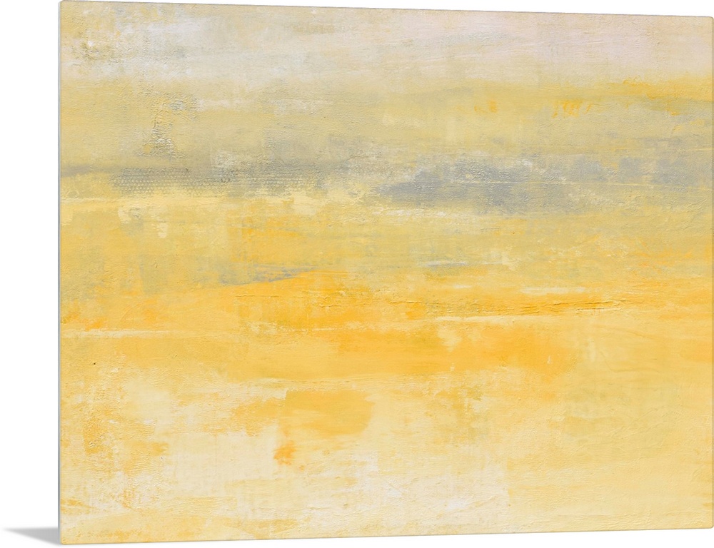 Contemporary abstract painting using pale yellow and gray.