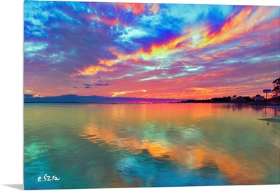 Pink Sunset Sea-Beautiful Sunrise-Cloud Streaks